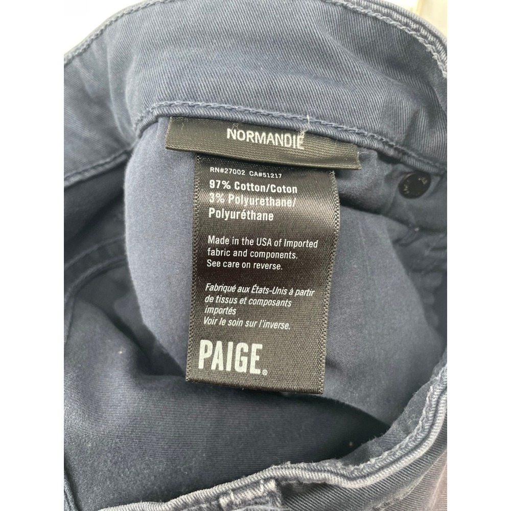PAIGE Normandie Navy Blue Cotton Polyurethane Blend Straight Leg Pants Size 29 - Picture 4 of 8